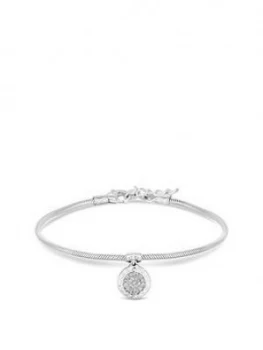 Image of Simply Silver Cubic Zirconia Pave Charm Snake Bracelet