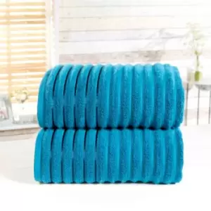 Image of Rapport Home Furnishings 550 gsm Ribbed Towel Bale - 2 Piece - Teal