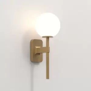 Image of Tacoma Single Bathroom Wall Lamp Antique Brass IP44, G9 (Shade Not Included)