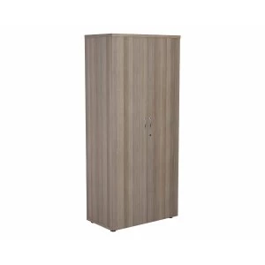 Image of TC Office Cupboard with Lockable Doors with 4 Shelves Height 1800mm, Grey Oak Effect