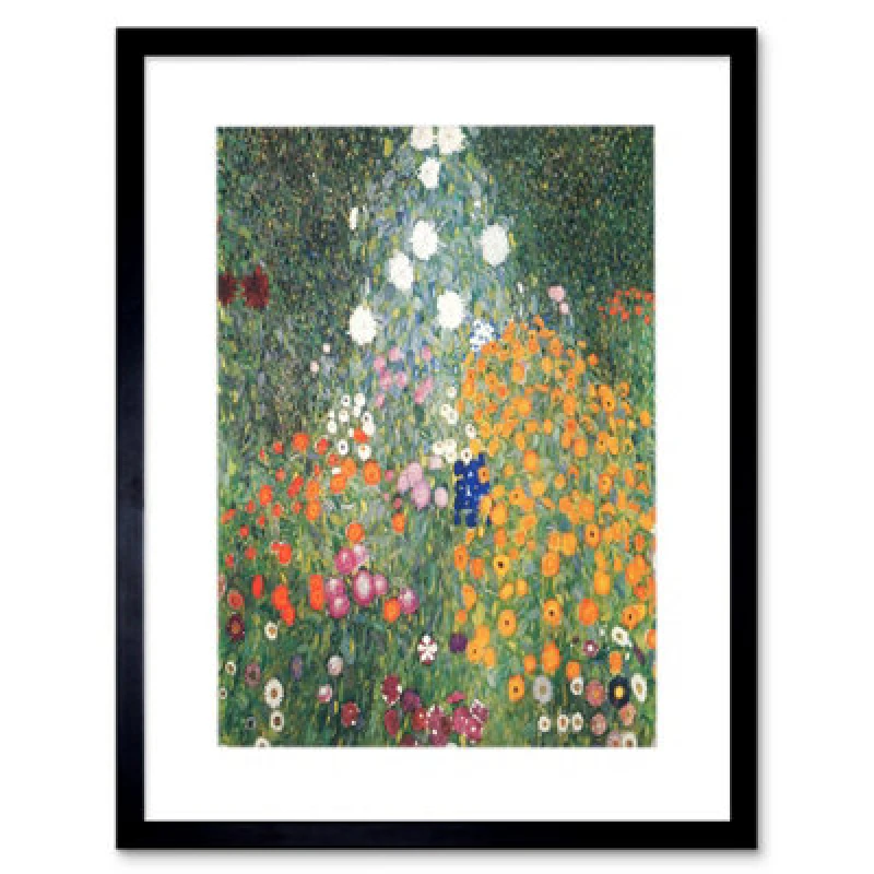 Image of Wee Blue Coo Gustav Klimt Flower Garden 1907 Old Master Painting Framed Wall Art Print