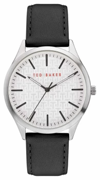 Image of Ted Baker Mens Manhatt Black Leather Strap Silver Watch