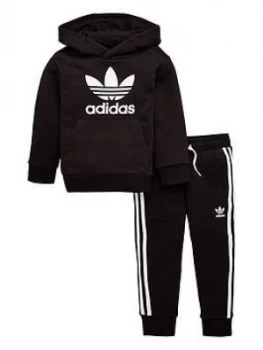 Image of Adidas Originals Trefoil Hoodie Set - Black