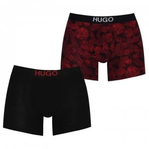 Image of Hugo Boss 2 Pack Mixed Print Logo Boxer Briefs Black Size M Men