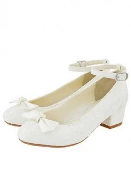 Image of Monsoon Girls Lara Shimmer Lace Ivory Shoe - Ivory, Size 2 Older