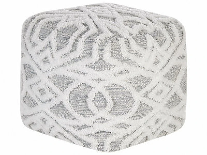Image of Beliani Pouffe Bhilwara Cotton Grey