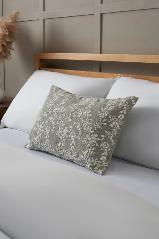 Image of BHS Rustic Floral Cushion in Green Size: Small Green Unisex Small