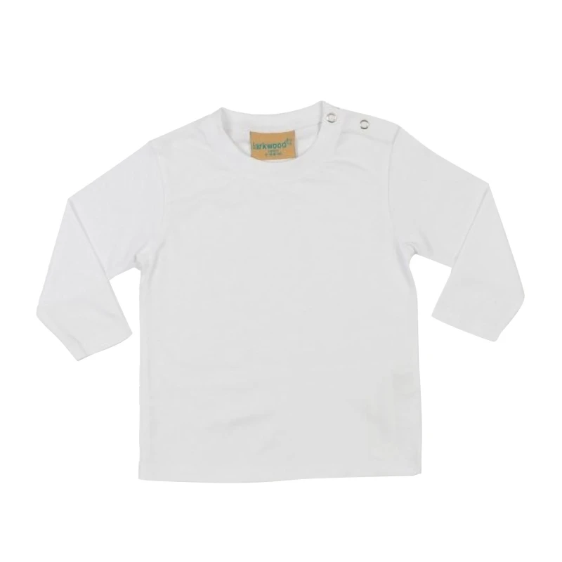 Image of Larkwood Plain Long Sleeve T-Shirt in White Size: 3-4 Years White Unisex 3-4 Years