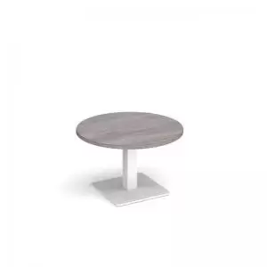 Image of Brescia circular coffee table with flat square white base 800mm - grey