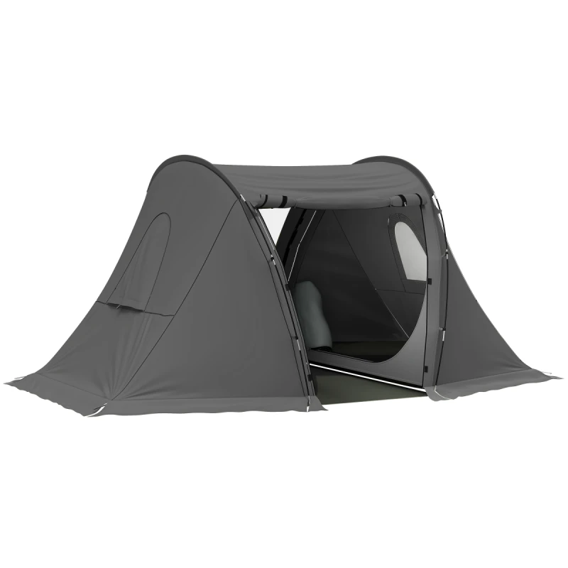 Image of Outsunny Outsunny 3 Man Camping Tent with 2 Bedrooms, 3000mm Waterproof - Dark Grey