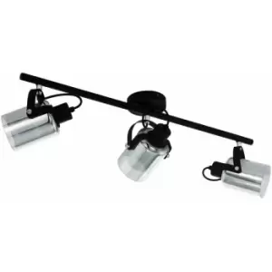 Image of Loops - Flush Ceiling Light Black Chrome Transparent Glass Vaporized Bulb E27 3x40W