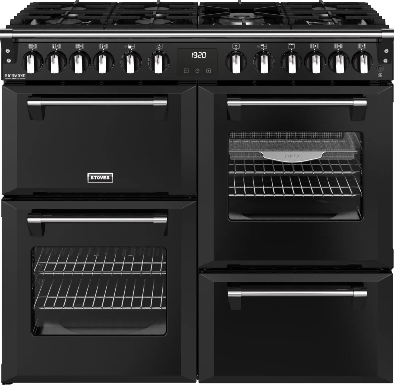 Image of Stoves Richmond Deluxe 100cm Dual Fuel Range Cooker - Black - A/A/A Rated