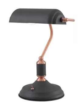 Image of Banker Table Lamp 1 Light With Toggle Switch, Sand Black, Copper