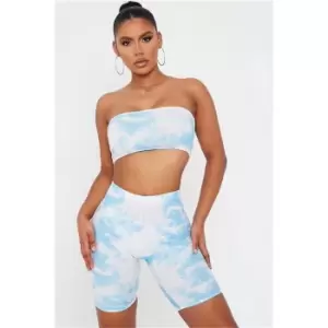 Image of I Saw It First Blue Tie Dye Cycling Shorts Blue Tie Dye Cycling Shorts - Blue