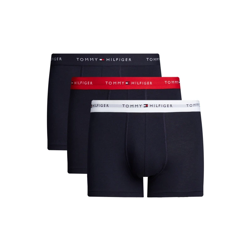 Image of Tommy Hilfiger 3 Pack Signature Cotton Essentials Trunks Navy (Red/White/Desert Sky) M