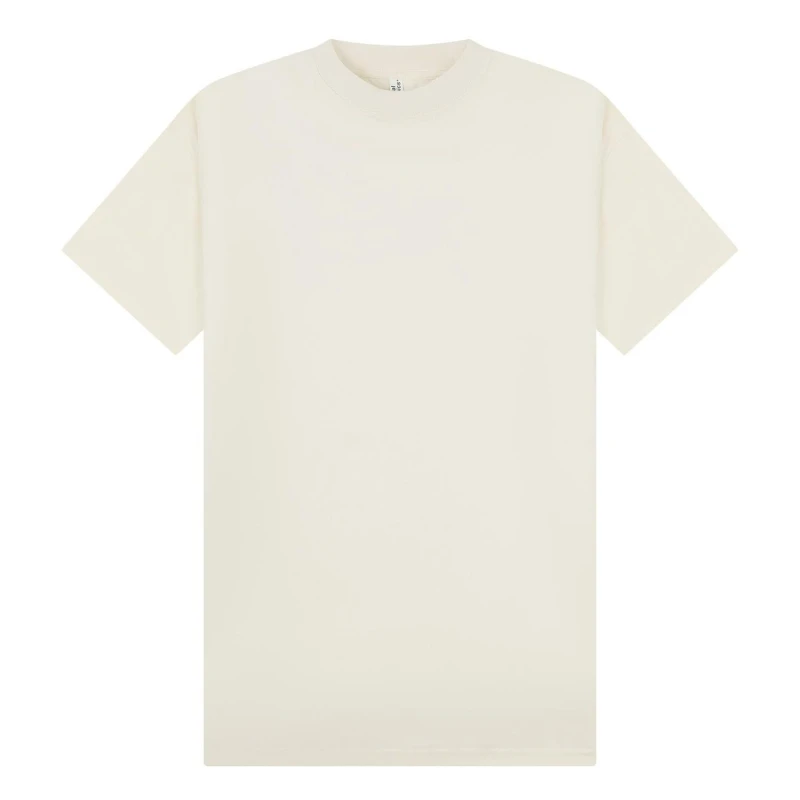 Image of Casual Classics Mens Combed Ringspun Cotton Extended Neckline Tall Oversized T-Shirt in Ecru Size: Small Ecru Male S