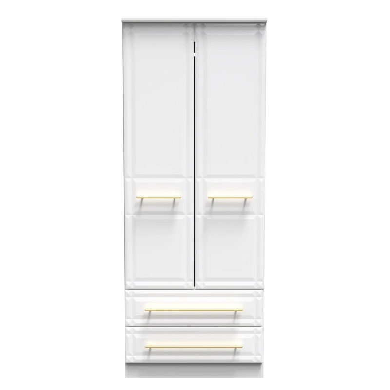 Image of Norfolk 2 Door 2 Drawer Wardrobe With Shelf & Hanging Rail In White Ash (Ready Assembled)