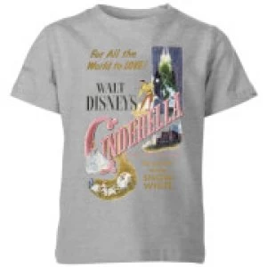 Image of Disney Princess Cinderella Retro Poster Kids T-Shirt - Grey - 7-8 Years