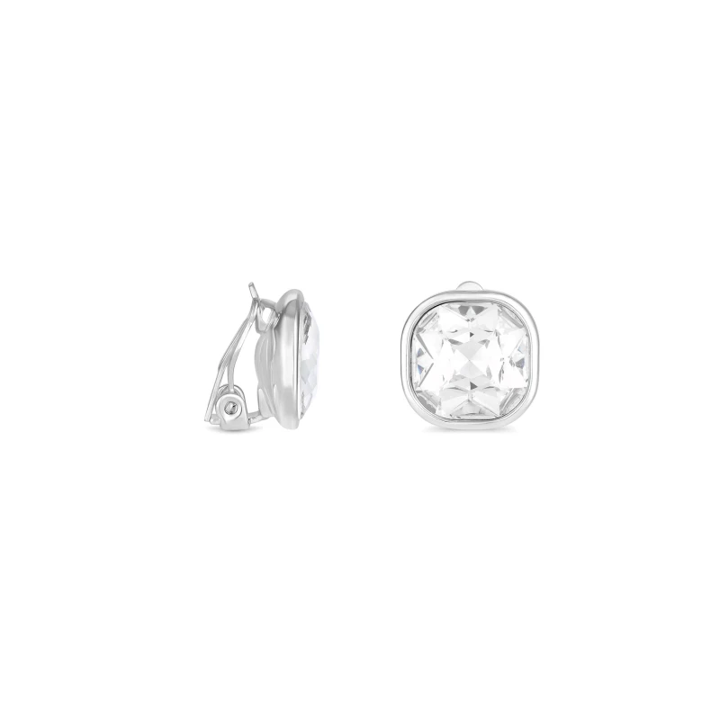 Image of Jon Richard Silver Plated And Crystal Stone Clip Earrings Silver female