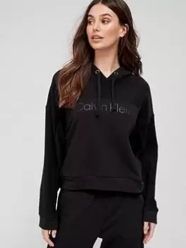 Image of Calvin Klein Mixed Fabric Lounge Hoody - Black