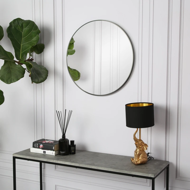 Image of Home Garden Direct Pandora - Round Wall Mirror - 80x80cm in Black Unisex 80x80 cm
