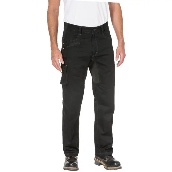 Image of Caterpillar Mens Operator FX Paneled Comfortable Trousers 30R - Waist 30', Inside Leg 32' BLACK CAT649-BLACK-30R