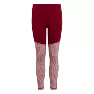 Image of adidas Optime AEROREADY Training Stretch Graphic Tights K - Legacy Burgundy / Wonder Mauve