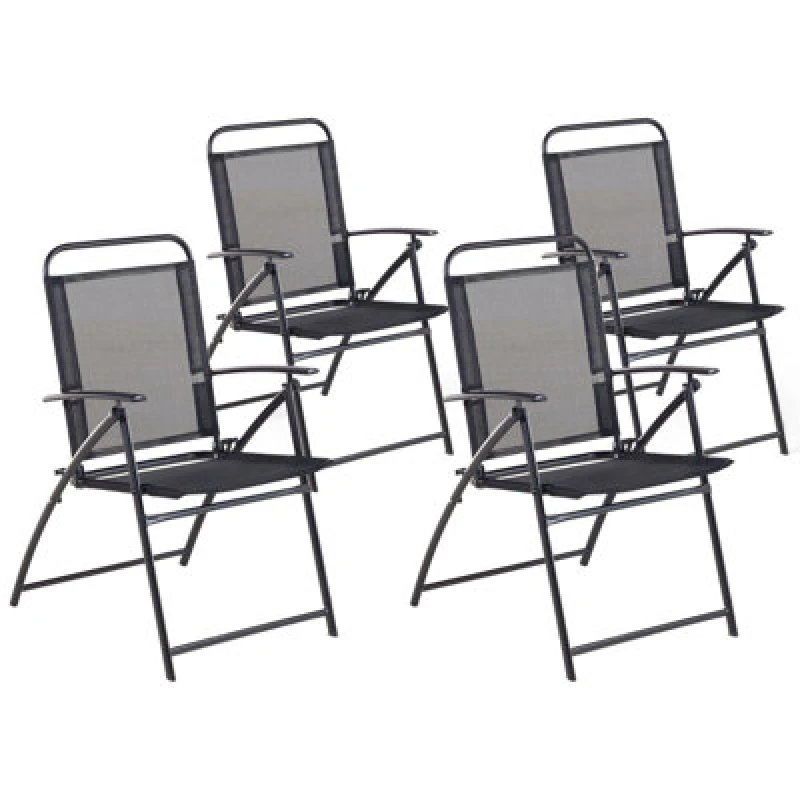 Image of Beliani Set Of 4 Garden Chairs Livo Metal Black
