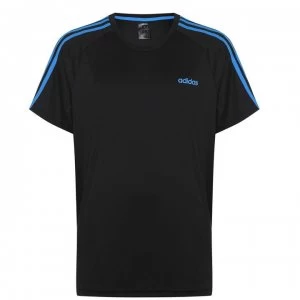 Image of adidas Classic 3 Stripe Sereno T Shirt Mens - Black/Sol Blue