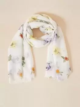 Image of Accessorize Wildflower Printed scarf, White, Women