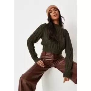 Image of Missguided Tall Fluffy High Neck Crop Jumper - Green