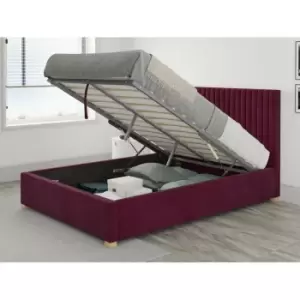 Image of Grant Ottoman Upholstered Bed, Plush Velvet, Berry - Ottoman Bed Size Double (135x190)