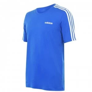 Image of Adidas 3 Stripe Essential T Shirt Mens - Blue/White
