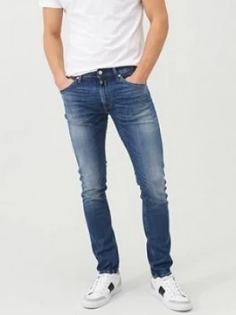 Image of Replay Donny Slim Tapered Fit Light Vintage Wash Jeans - Light Blue