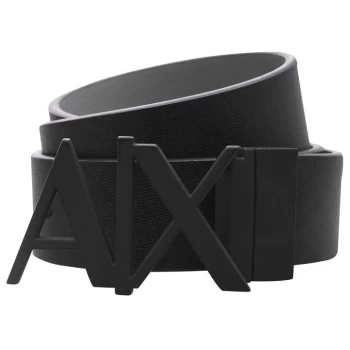 Image of Armani Exchange Armani Cut Out Large Logo Belt - Black