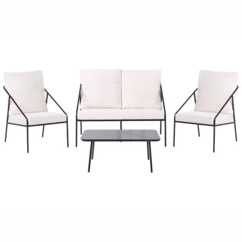 Image of Beliani Garden Lounge Set With Table 4 Seater Ustica Metal Black