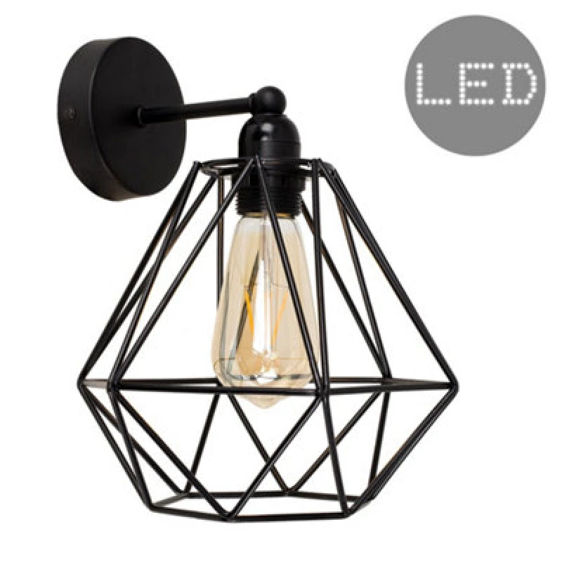 Image of ValueLights Diablo Black Indoor Wall Light with 4w Filament LED Bulb Black