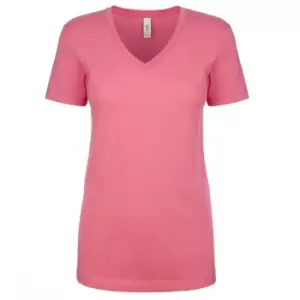 Image of Next Level Womens/Ladies Ideal V-Neck T-Shirt (S) (Hot Pink)