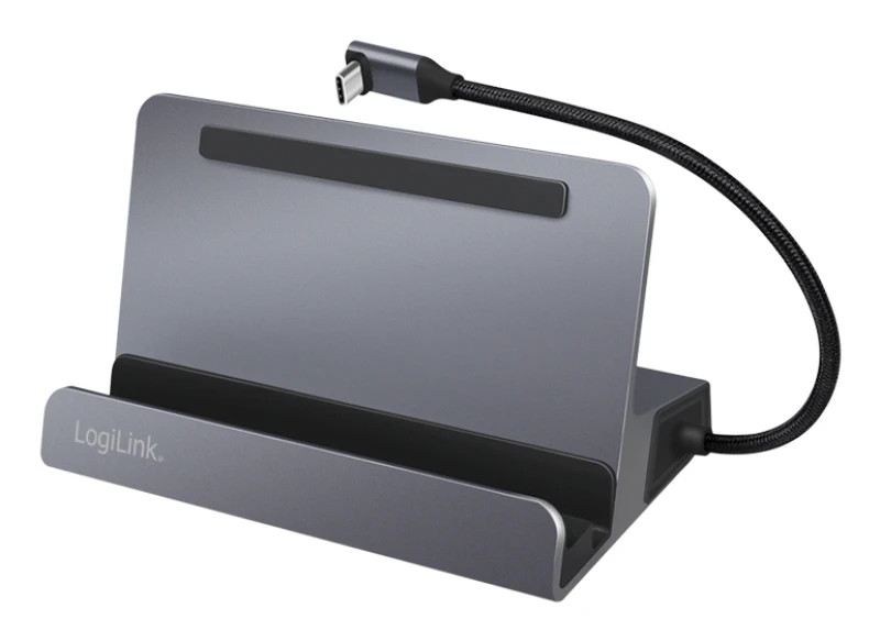 Image of LogiLink UA0408 mobile device dock station Universal Black. Silver