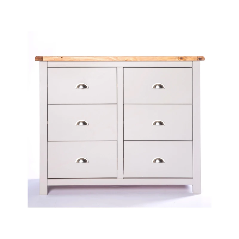 Image of Cabinet Bits Argenta 6 Drawer Chest of Drawers Chrome Cup Handle in Light Grey Light Grey Unisex