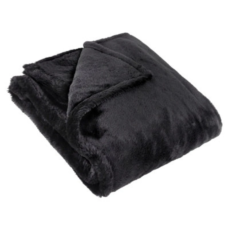 Image of Furn Furn Kallu Double-Sided Faux-Fur Throw in Black Size: 130cm x 180cm Black 130cm x 180cm Unisex 5025532815118