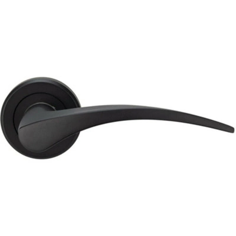 Image of Loops PAIR Arched Tapered Handle on Round Rose Concealed Fix Matt Black Finish Black