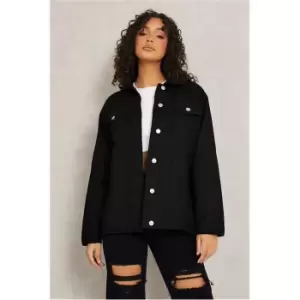 Image of I Saw It First Black Denim Oversized Jacket - Black