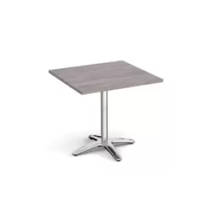 Image of Roma square dining table with 4 leg chrome base 800mm - grey oak