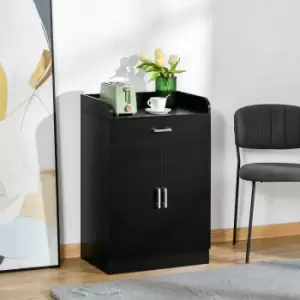 Image of Homcom Modern Storage Cabinet Small Floor Cupboard With Drawer Black