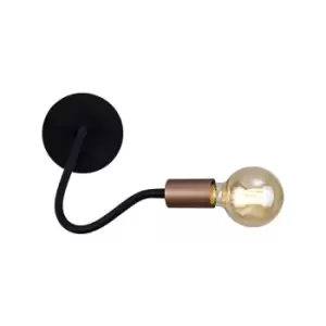 Image of Flexible Wall Lamp, 1 Light E27, Satin Black, Brushed Copper - Luminosa Lighting