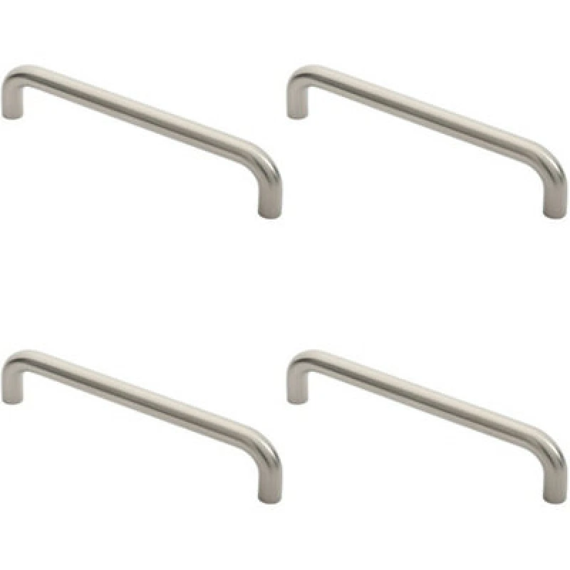 Image of Loops 4x Round D Bar Pull Handle 22mm Dia 300mm Fixing Centres Satin Stainless Steel Metallics unisex