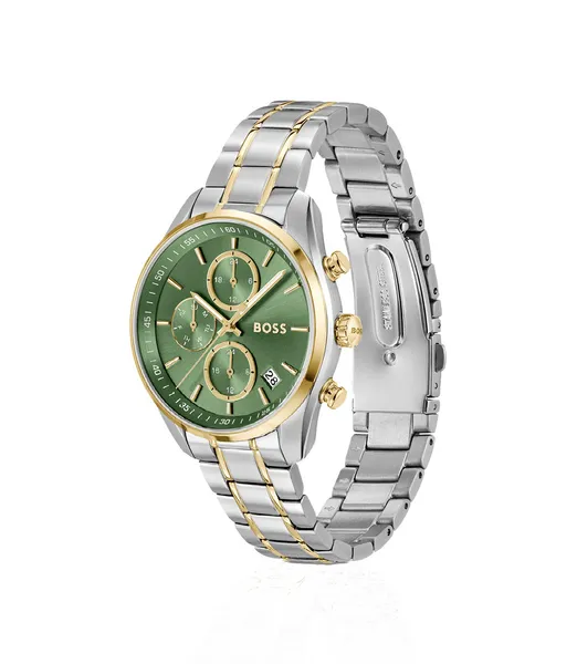 Image of BOSS 1502766 Grand Tour (38mm) Green Dial / Two-Tone Watch