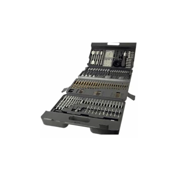 Image of Lumberjack - Drill Bit Set 205 Piece HSS Masonry Metal Wood Flat Pozi Bits & Case