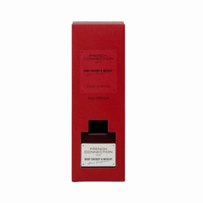 Image of French Connection French Connection Ruby Cherry & Merlot Reed Diffuser 100ml Square Design in Dark Red Dark Red 100ml Unisex 5056791600375